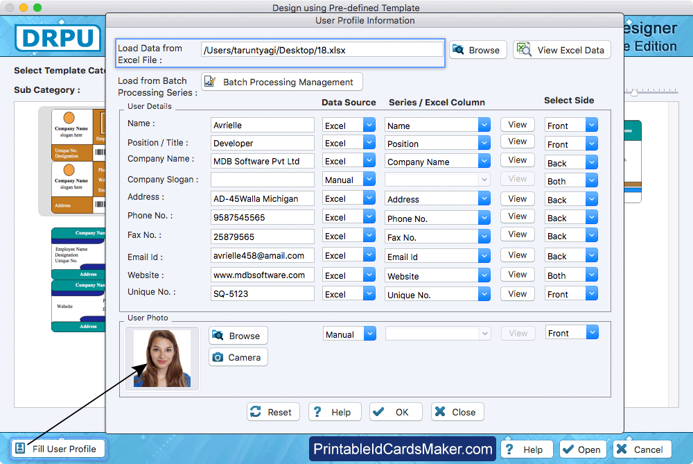 Fill User Profile Information User Profile Information